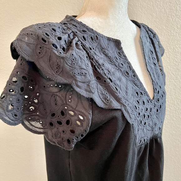 Grey State Mini Dress Womens 0 Extra Small Black Ruffle Sleeve Anthropologie - Picture 12 of 15
